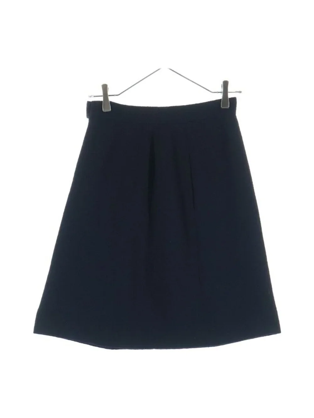 Chanel CC Logo Button Wool Skirt Black